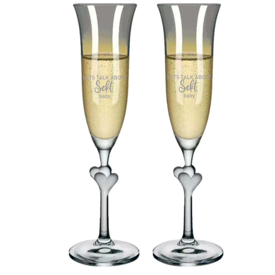 Champagnerkelch weiß L'Amour mit Gravur 1