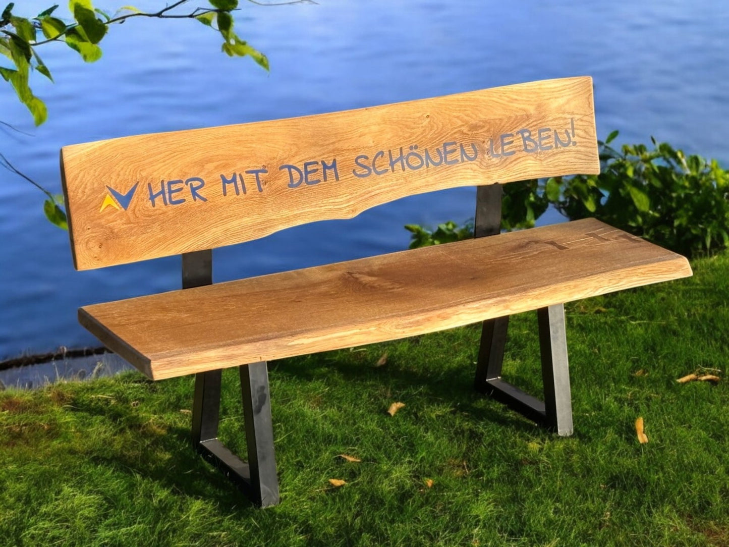 Eichenbohlen-Deko-Bank