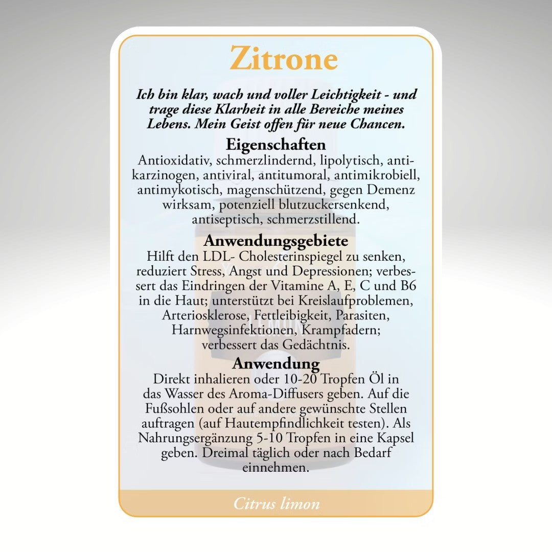 Kartenset Einzelöle Zitrone