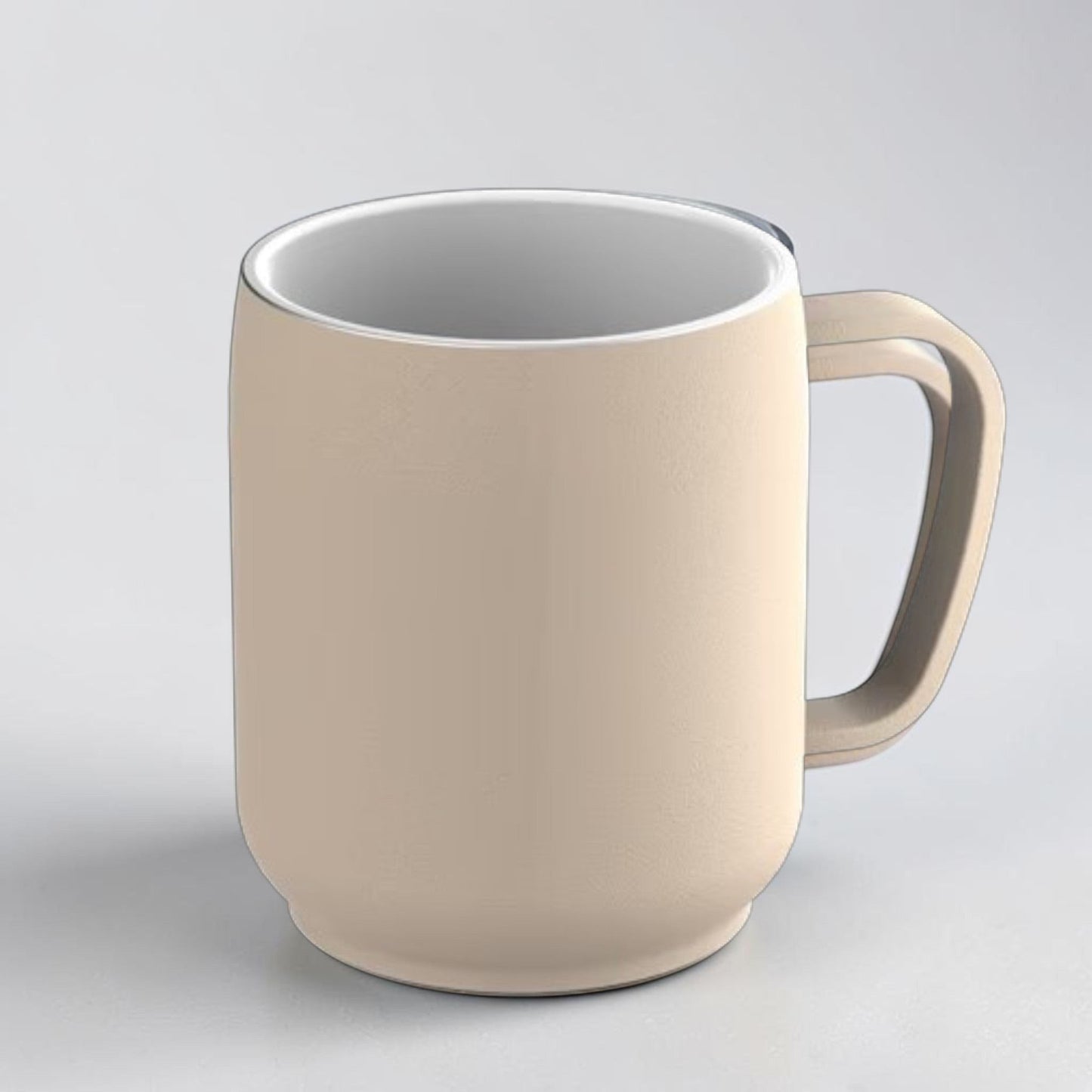 Nomafu RETUMBLER-myNizza Thermobecher in Beige mit Keramikbeschichtung, 350 ml Fassungsvermögen und Henkel.