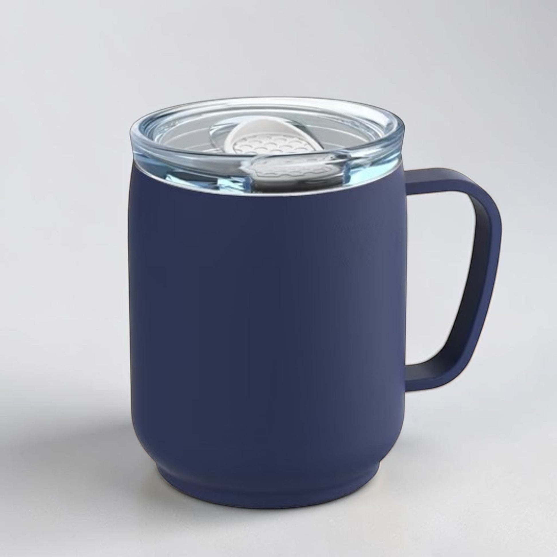 Nomafu RETUMBLER-myNizza Thermobecher in Dunkelblau mit Keramikbeschichtung, 350 ml Edelstahl-Isolierbecher mit Henkel