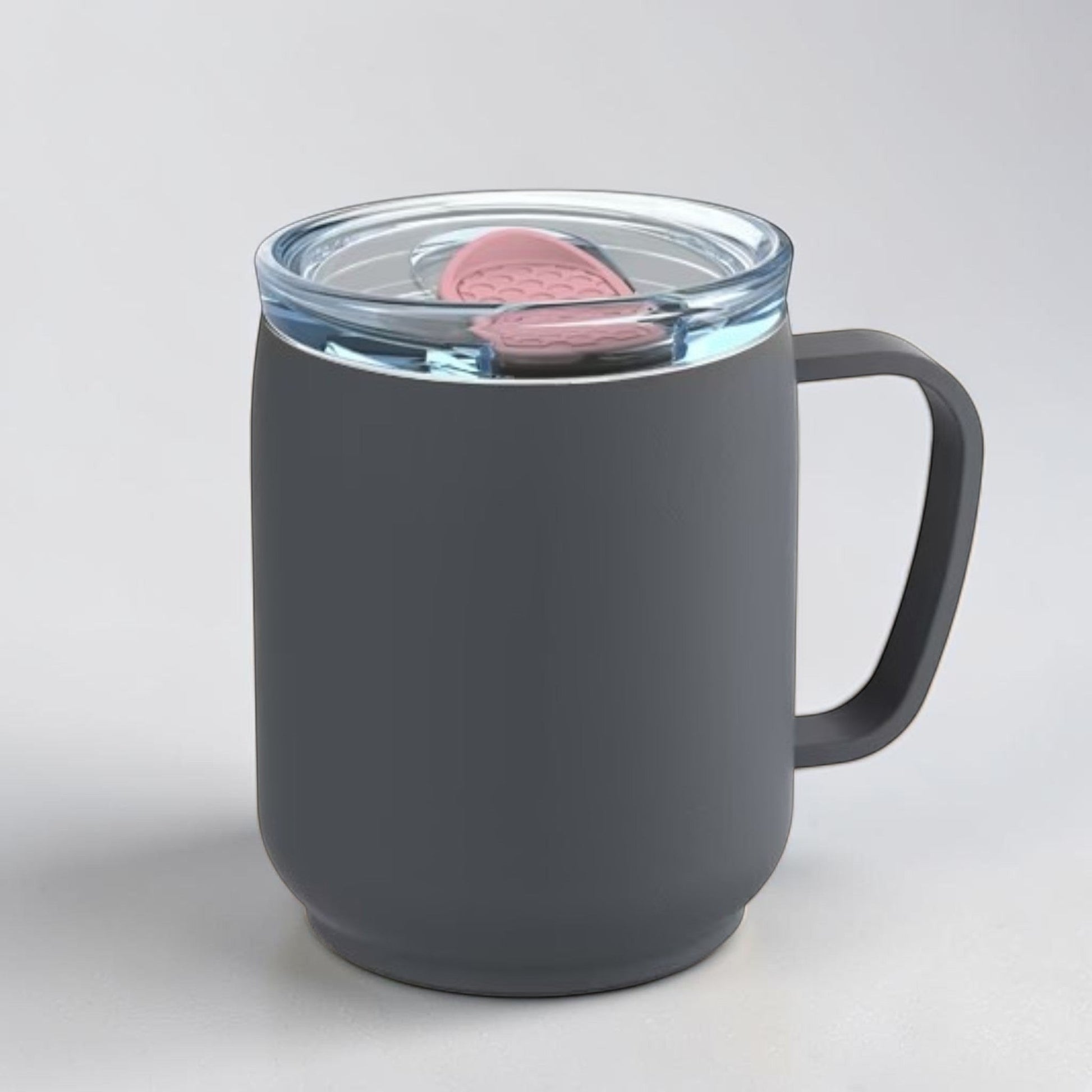 Nomafu RETUMBLER-myNizza Thermobecher in Dunkelgrau mit Keramikbeschichtung, 350 ml Fassungsvermögen und Deckel.