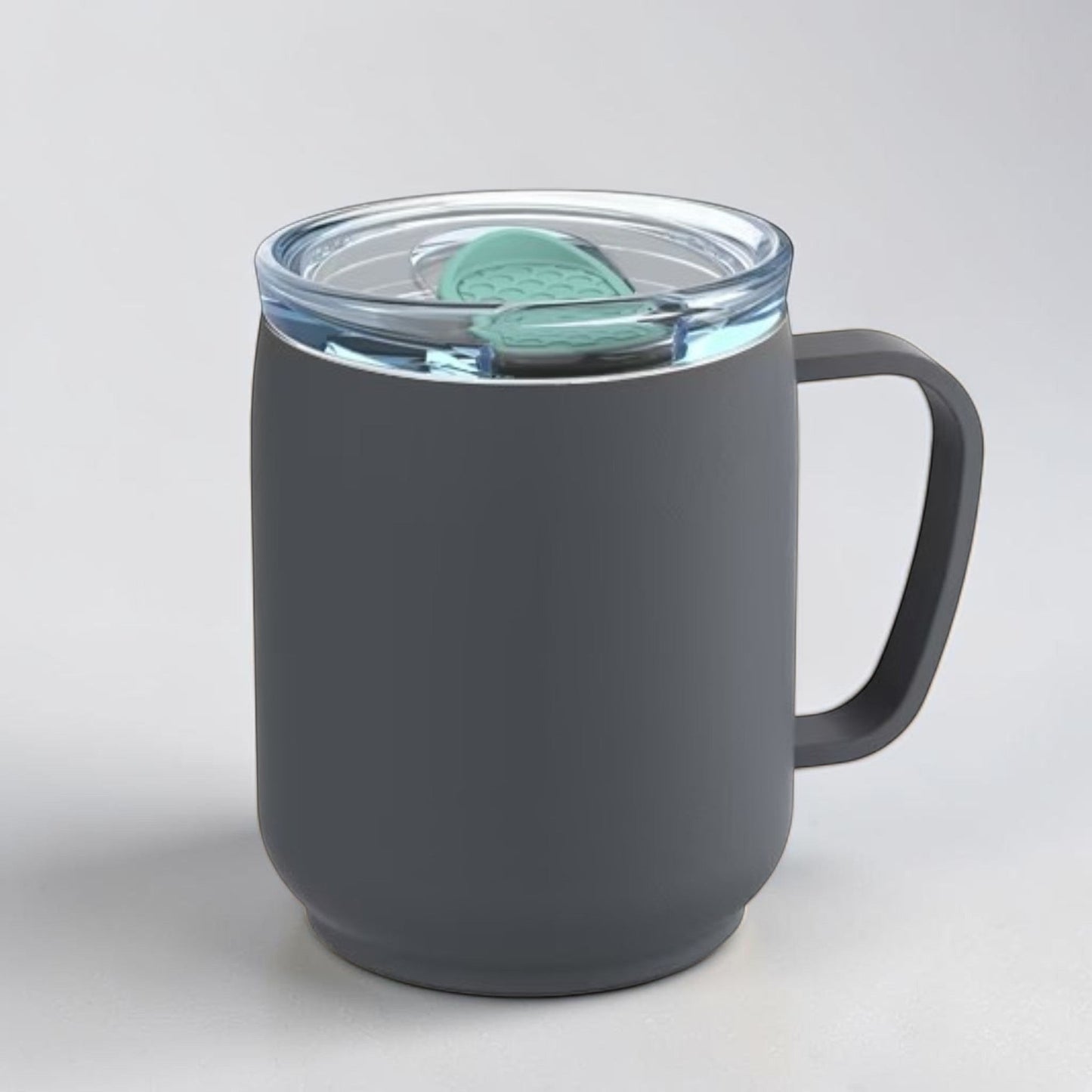 Nomafu RETUMBLER-myNizza Thermobecher in Dunkelgrau mit Keramikbeschichtung, 350 ml Fassungsvermögen und Deckel.