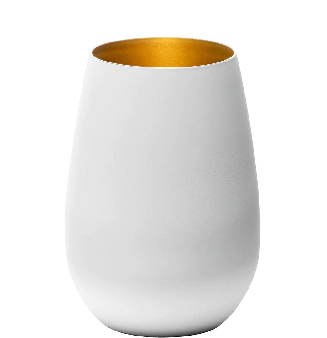 Nomafu Windlicht aus Glas in Weiß mit goldener Innenseite für eine stimmungsvolle Beleuchtung